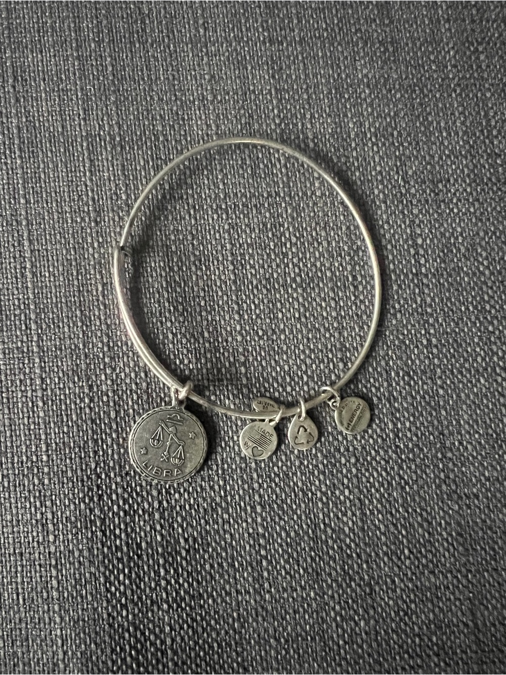 Alex and Ani Silver Libra Charm Bangle with Small Disc Charms